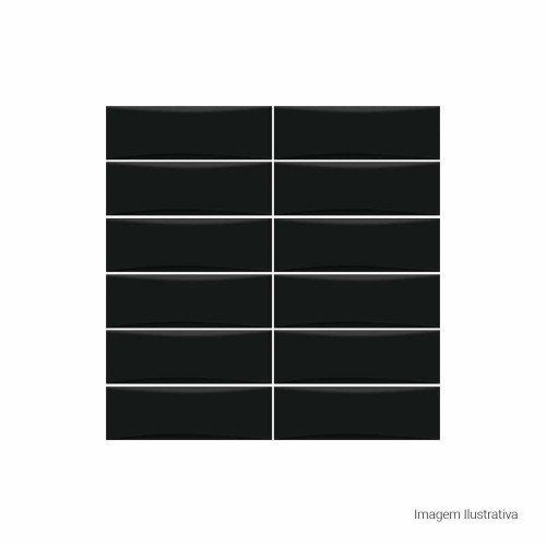 Porcelanato Monocromatico Lux 8x25cm Preto - Portinari Bella Vita Bk Bold