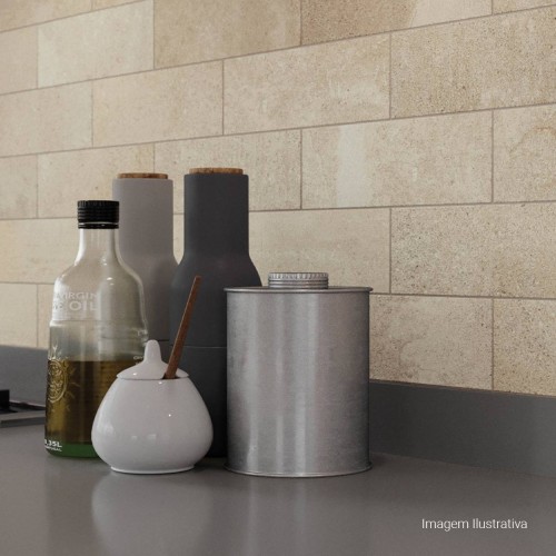 Porcelanato Decorado Matte 7,7x24cm Bege - Portinari Every Brick Cement Al Esmaltado Bold