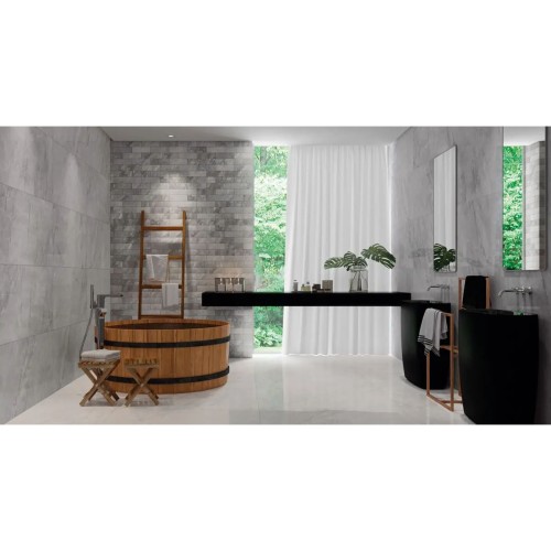 Porcelanato Decorado Matte 7,7x24cm Cinza - Portinari Every Brick Stone Dgr Esmaltado Bold