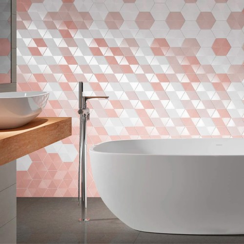 Porcelanato Monocromatico Matte/lux 17,5x17,5cm Rosa - Portinari Love Hexa Pk Mlx Esmaltado Bold