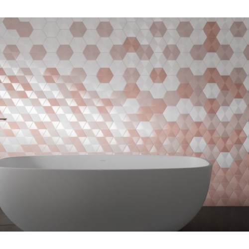 Porcelanato Monocromatico Matte/lux 17,5x17,5cm Rosa - Portinari Love Hexa Spk Mlx Esmaltado Bold