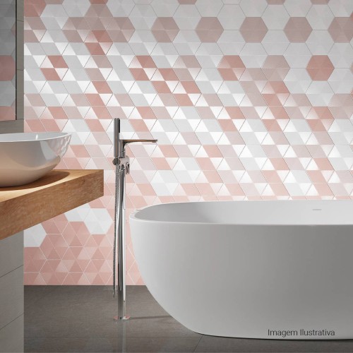 Porcelanato Monocromatico Matte/lux 17,5x17,5cm Metalizado - Portinari Love Hexa Steel Gd Mlx Esmaltado Bold