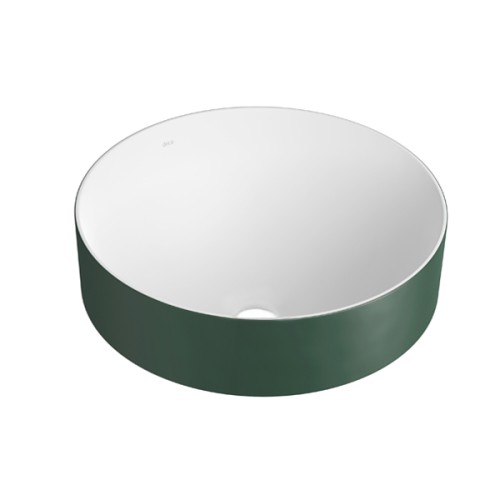 Cuba de Sobrepor Redonda 400mm Kale Green e Branco Fosco