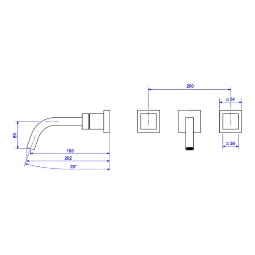 Misturador de Parede para Lavatório Cubo Gold Matte