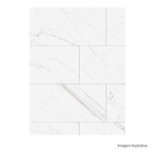 Porcelanato Acetinado Marmorizado 60x120cm Branco - Portinari Calacata Classico Hd Wh Act Esmaltado Retificado