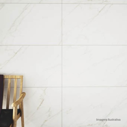 Porcelanato Acetinado Marmorizado 60x120cm Branco - Portinari Calacata Classico Hd Wh Act Esmaltado Retificado