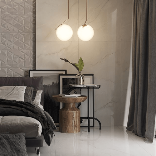 Porcelanato Polido Marmorizado 120x120cm Branco - Portinari Solene Wh Pol Retificado