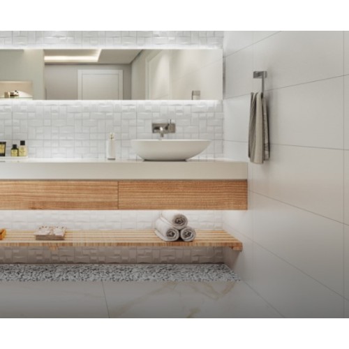 Porcelanato Decorado Matte 33x100cm Branco - Portinari Sensorial Forma Wh Retificado