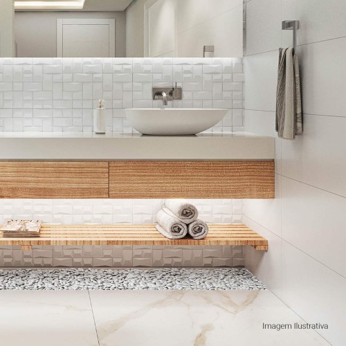 Porcelanato Decorado Matte 33x100cm Branco - Portinari Sensorial Forma Wh Retificado