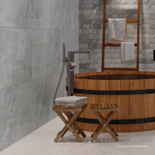 Porcelanato Pedra Hard 100x100cm Cinza - Portinari Pietra Di Savoie Gr Mat Esmaltado Retificado