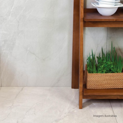 Porcelanato Acetinado Pedra 100x100cm Cinza - Portinari Pietra Di Savoie Gr Act Esmaltado Retificado