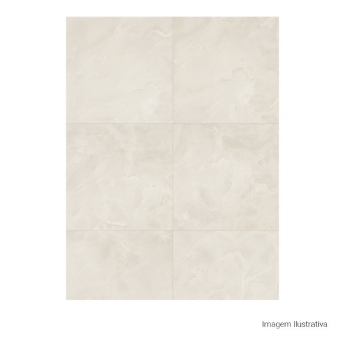 Porcelanato Polido Marmorizado 100x100cm Bege - Portinari Onice Al Pol Retificado