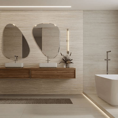 Porcelanato Marmorizado Matte 30x120cm Bege - Portinari Mezzo Decor Be Esmaltado Retificado