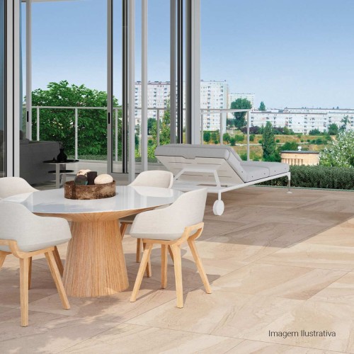 Porcelanato Pedra Hard 90x90cm Bege - Portinari Mediterraneo Sbe Mat Esmaltado Retificado