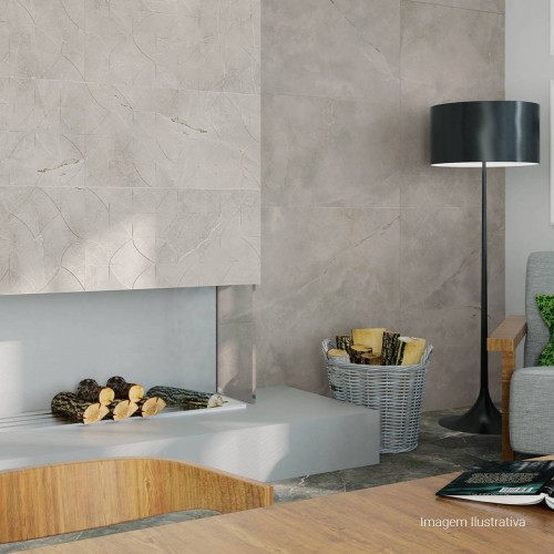 Porcelanato Acetinado Marmorizado 60x120cm Cinza - Portinari Magnum Hd Sgr Esmaltado Retificado