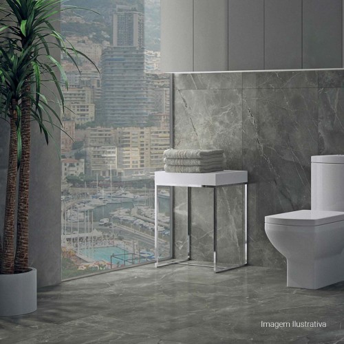 Porcelanato Acetinado Marmorizado 60x120cm Cinza - Portinari Magnum Hd Sgr Esmaltado Retificado