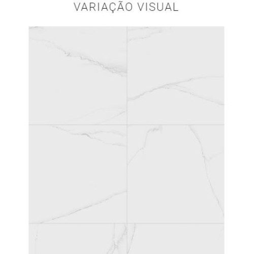 Porcelanato Polido Marmorizado 100x100cm Branco - Portinari Lumina Wh Pol Retificado