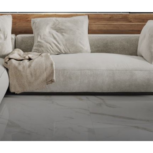 Porcelanato Polido Marmorizado 100x100cm Branco - Portinari Lumina Wh Pol Retificado