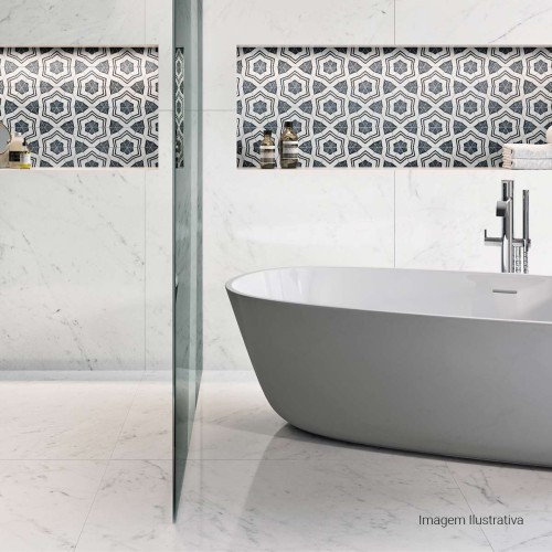 Porcelanato Polido Marmorizado 100x100cm Branco - Portinari Lumina Carrara Pol Retificado