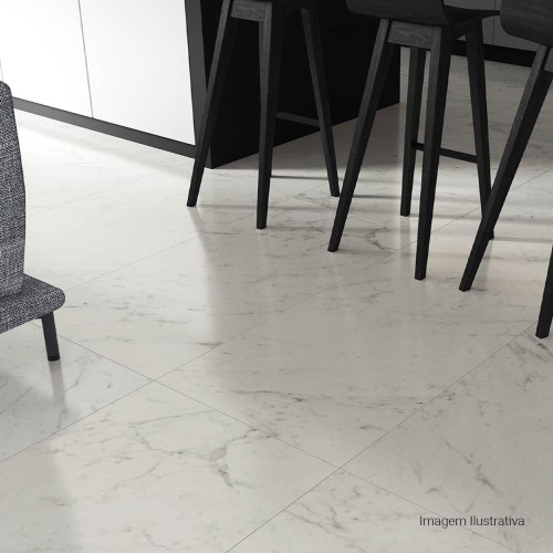 Porcelanato Polido Marmorizado 100x100cm Branco - Portinari Lumina Carrara Pol Retificado