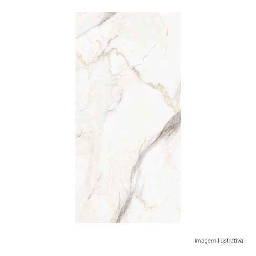 Porcelanato Polido Marmorizado 60x120cm Branco - Portinari Lumina Calacata Gd Pol Retificado