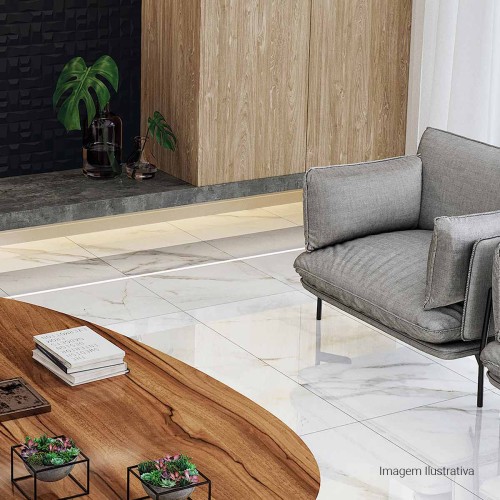 Porcelanato Polido Marmorizado 60x120cm Branco - Portinari Lumina Calacata Gd Pol Retificado
