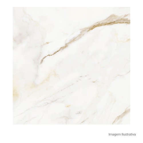 Porcelanato Polido Marmorizado 100x100cm Branco - Portinari Lumina Calacata Gd Pol Retificado