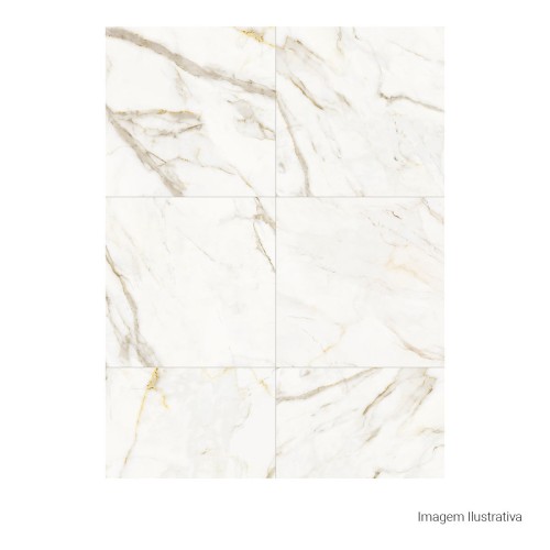 Porcelanato Polido Marmorizado 100x100cm Branco - Portinari Lumina Calacata Gd Pol Retificado