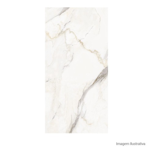 Porcelanato Marmorizado Natural 60x120cm Branco - Portinari Lumina Calacata Gd Nat Esmaltado Retificado