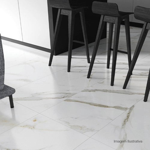 Porcelanato Marmorizado Natural 60x120cm Branco - Portinari Lumina Calacata Gd Nat Esmaltado Retificado
