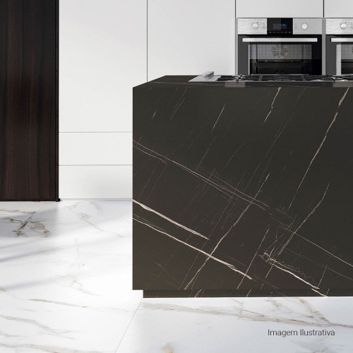 Porcelanato Marmorizado Natural 100x100cm Branco - Portinari Lumina Calacata Gd Nat Esmaltado Retificado