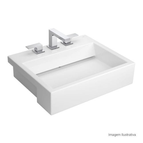 Cuba de Semi Encaixe com Mesa e Válvula Oculta Retangular Deca 46x56cm Branco Linha L