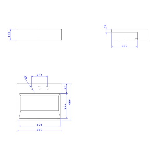 Cuba de Semi Encaixe com Mesa e Válvula Oculta Retangular Deca 46x56cm Branco Linha L