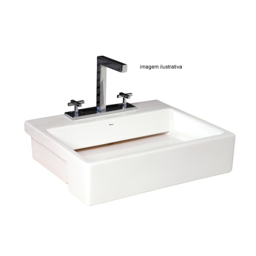 Cuba de Semi Encaixe com Mesa e Válvula Oculta Retangular Deca 46x56cm Branco Linha L