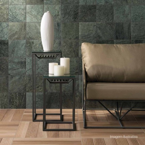 Porcelanato Pedra Lux 20x20cm Verde - Portinari Pacific Gn Esmaltado Bold