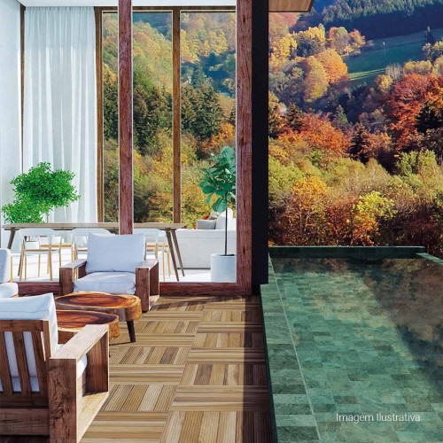 Porcelanato Pedra Lux 20x20cm Verde - Portinari Pacific Gn Esmaltado Bold