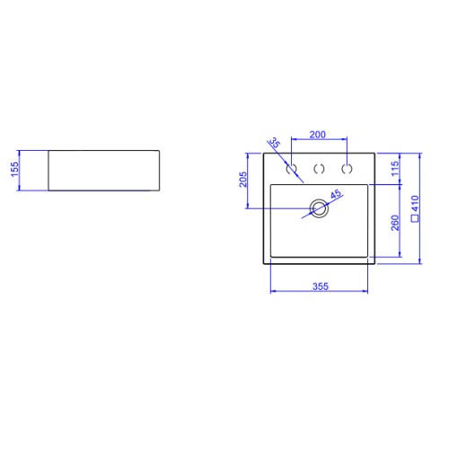 Cuba de Apoio com Mesa Quadrada 41,5x41,5cm Deca Branco Linha L