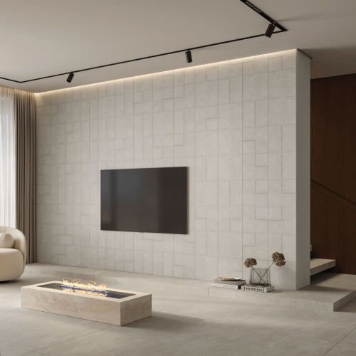 Porcelanato Decorado Natural 30x30cm Cinza - Portinari Mc Citta Line Gr Nat Esmaltado Retificado