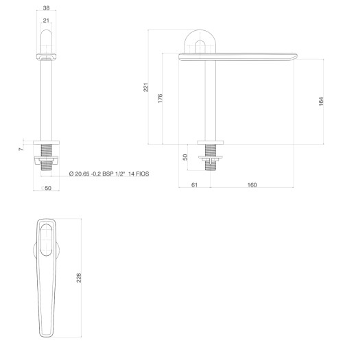 Bica de Mesa P para Cuba e Lavatório Memphis Dark Antracite