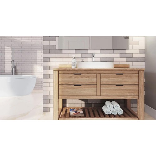 Porcelanato Decorado Lux 8x25cm Cinza - Portinari Versos Gr Bold