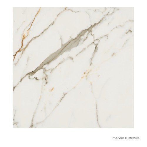 Porcelanato Marmorizado Natural 100x100cm Branco - Portinari Canova Calacata Wh Nat Esmaltado Retificado