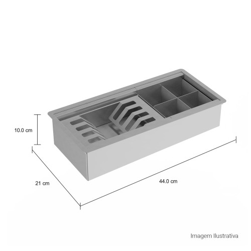Calha Organizadora Deca para Cozinha em Inox com Sistema de Escoamento Inox