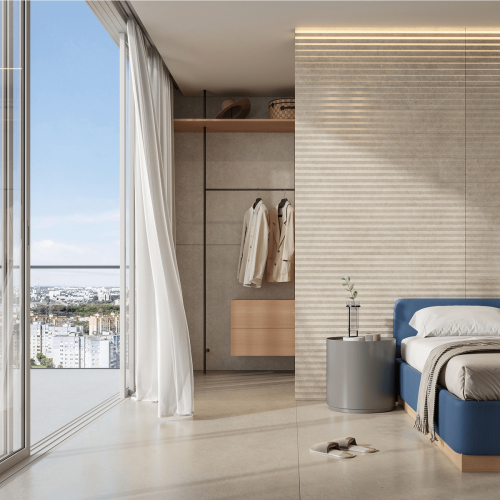 Porcelanato Cimentício Natural 90x90cm Bege - Portinari Metropolis Sbe Nat Esmaltado Retificado