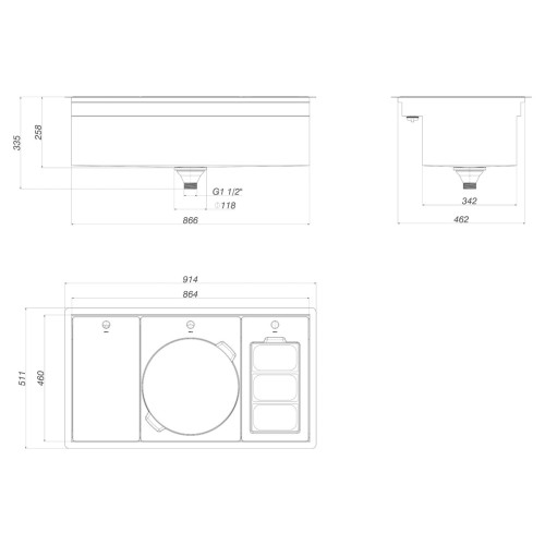Cuba de Cozinha Retangular Funstation Deca Wish 90x50cm Inox