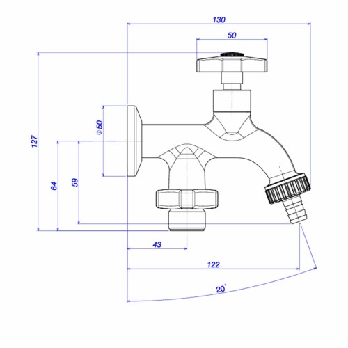 Torneira Deca de Tanque com Derivação para Máquina Standard Cromado