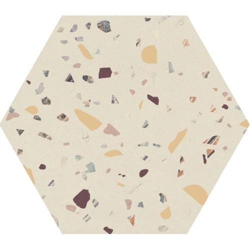 Porcelanato Decorado Natural 17,5x17,5cm Branco - Ceusa Confete Hexa Wh Mix Nat Esmaltado Bold