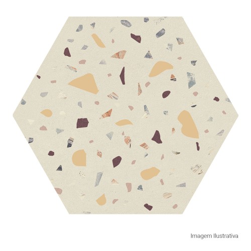 Porcelanato Decorado Natural 17,5x17,5cm Branco - Ceusa Confete Hexa Wh Mix Nat Esmaltado Bold