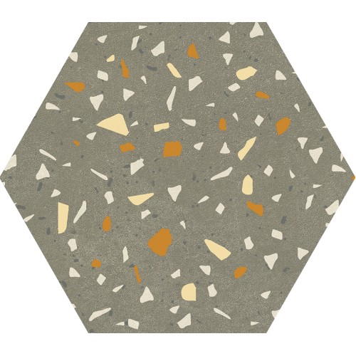 Porcelanato Decorado Natural 17,5x17,5cm Verde - Ceusa Confete Hexa Dgn Mix Nat Esmaltado Bold