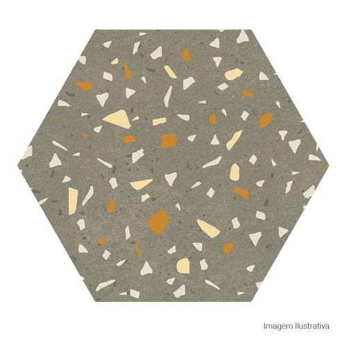 Porcelanato Decorado Natural 17,5x17,5cm Verde - Ceusa Confete Hexa Dgn Mix Nat Esmaltado Bold