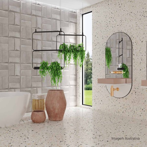 Porcelanato Decorado Natural 100x100cm Cinza - Ceusa Confete Gr Nat Esmaltado Retificado